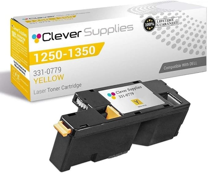 CS Replacement Toner Cartridge Compatible with Dell 1250 331-0779 Yellow 1355 1355cn 1355cnw 1250 1350cnw C1765 1250c C1760 C1765nf 1350 C1760nw C1765nfw