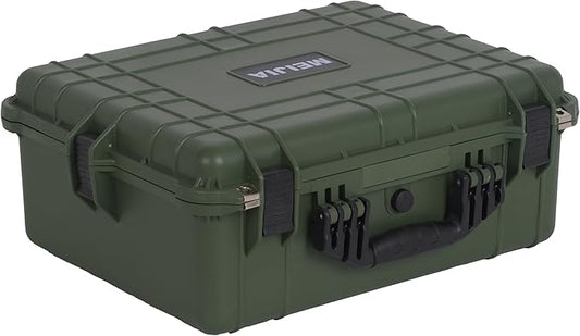 MEIJIA Portable All Weather Waterproof Protective Hard Case,Compact Camera Case with Customizable Fit Foam,Fit Use of Drones,Camera,Equipments,20.62 x16.85x8.11inches (Green)