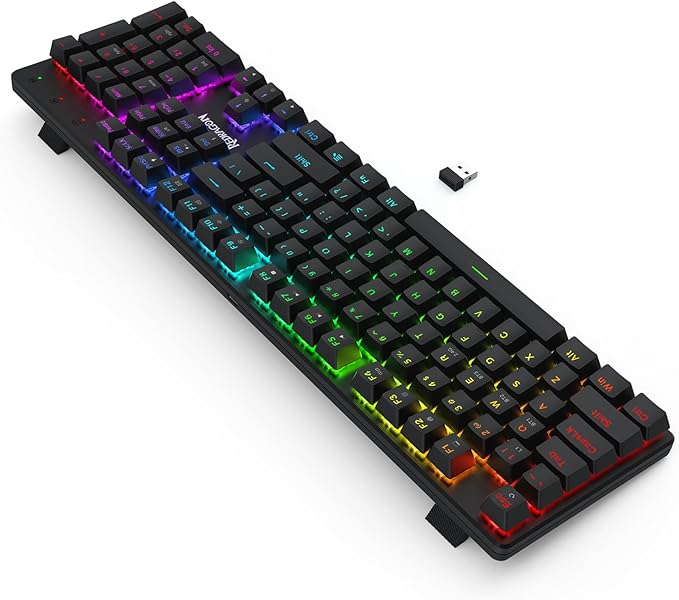 Redragon K671KS Wireless Mechanical Gaming Keyboard, Tri Mode BT/2.4G/USB-C Hot Swappable Custom Keyboard, RGB Backlit Computer Gaming Keyboards, PBT Keycaps, Programmable for PC/Tablet/MAC