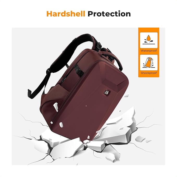 K&F Concept Camera Backpack,Hardshell Photography DSLR Camera Bag with 15-15.6 Inch Laptop Compartment Waterproof Hard Shell Camera Case Compatible with Canon/Nikon/Sony/DJI Mavic Drone