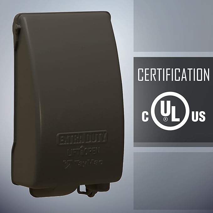 TayMac MX4280Z EXTRA DUTY Bronze 1-Gang Expandable Weatherproof In-Use 2-in. to 3-1/2-in. Electrical Outlet Cover, Vertical, Outdoor Outlet Cover for Electrical Box, UFAST Configuration (Pack of 6)