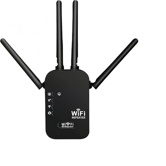 300Mbps WiFi Extender Signal Booster,WiFi Extender Dual Band for Home，New Gen 6X Faster Internet Booster Extender, WiFi Repeater Coverage up to 10K sq.ft and 65 Devices （Black）