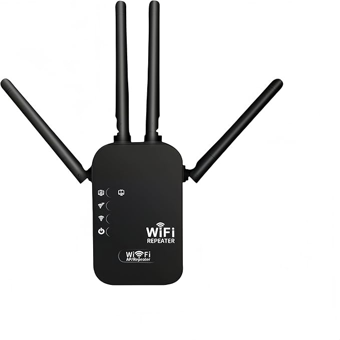 100Mbps WiFi Range Extender with 4 High-Gain Antennas - Long Range Wireless Signal Booster, WiFi Repeater/Access Point for Home, Covers Up to 2500 Sq.ft, Supports 30+ Devices, 1-Tap Setup