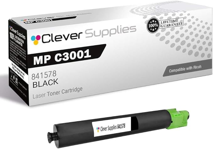 Clever Supplies CS Replacement Toner Cartridge Compatible with Ricoh MP C3001 841578 Black Lanier LD630C LD635C Savin C9130 C9135 Aficio MP C3001 MP C3501 Toner Cartridge Black