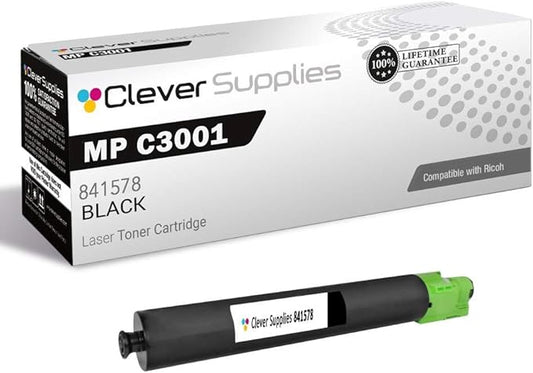 Clever Supplies CS Replacement Toner Cartridge Compatible with Ricoh MP C3001 841578 Black Lanier LD630C LD635C Savin C9130 C9135 Aficio MP C3001 MP C3501 Toner Cartridge Black