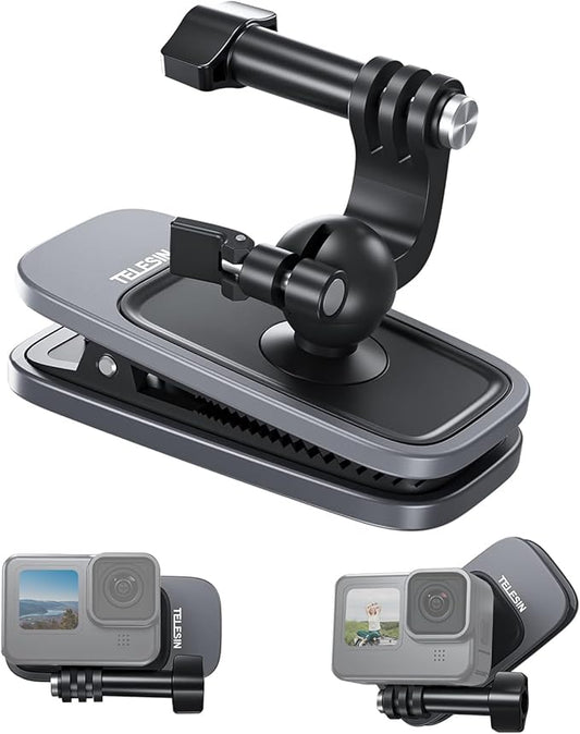 TELESIN Backpack Clip Mount 360 Swivel Ball Joint Shoulder Bag Belt Strap Mounts Accessories for GoPro 13 12 11 10 9 8 7 6 5 Insta 360 X3 Ace Pro DJI Action 3 4 Osmo Pocket 3 Bike Motorcycle Accessory