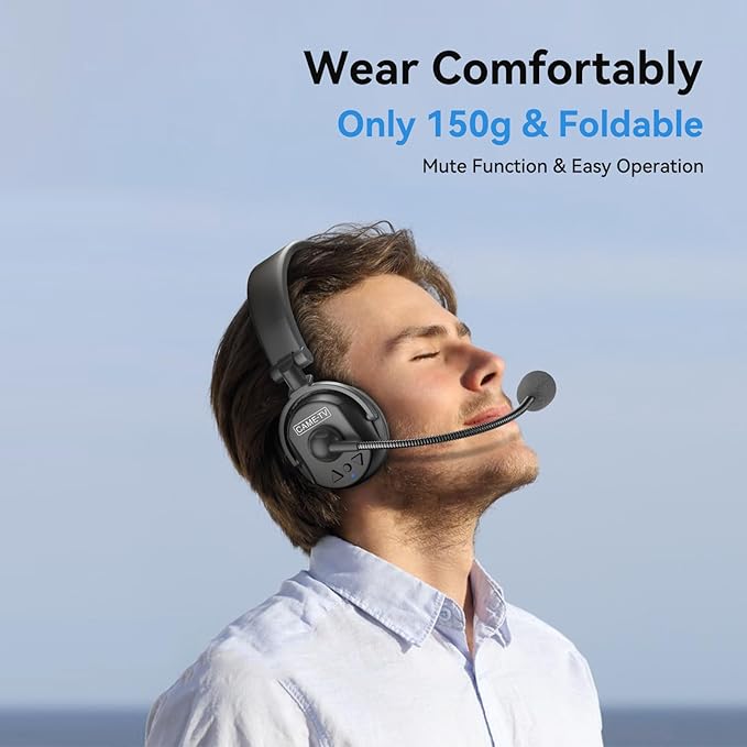 cametv Waero 1.9GHz Wireless Intercom Headset System Noise Cancellation Zero Latency Full Duplex 7 Person Team Communication with Hardcase for Church Boating TV Film Production Drone