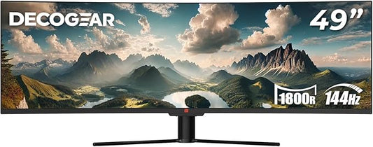 Deco Gear 49" Curved Ultrawide Gaming Monitor | 32:9 | 3840x1080 | 144Hz | 3000:1 | E-LED | 2 HDMI | 2 Display Port