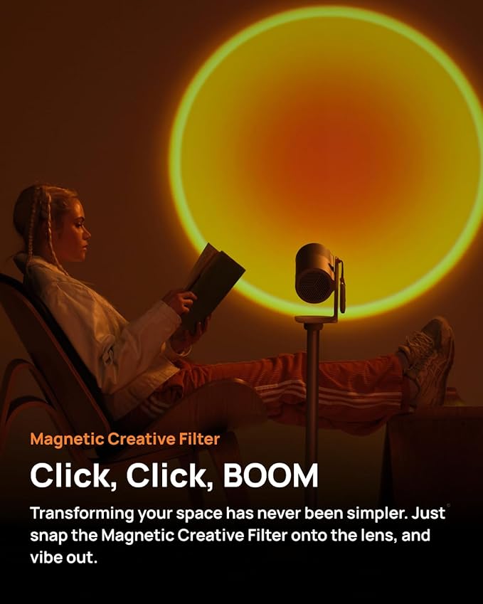 XGIMI MoGo 4 2025 NEW Portable Projector, Google TV with Licensed Netflix, 360° Adjustable Stand, 2.5 Hours of Playtime, 2 x 6W Harman Kardon, Outdoor Projector, Wifi, Bluetooth, Include Sunset Filter