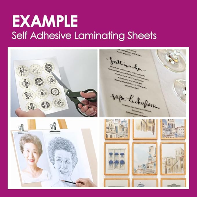 Self Adhesive Laminating Sheets 12.3x17.1 inch, 20 Pack, 4mil Thickness, No Heat, No Machine Laminating Sheets Self Sealing by HA SHI