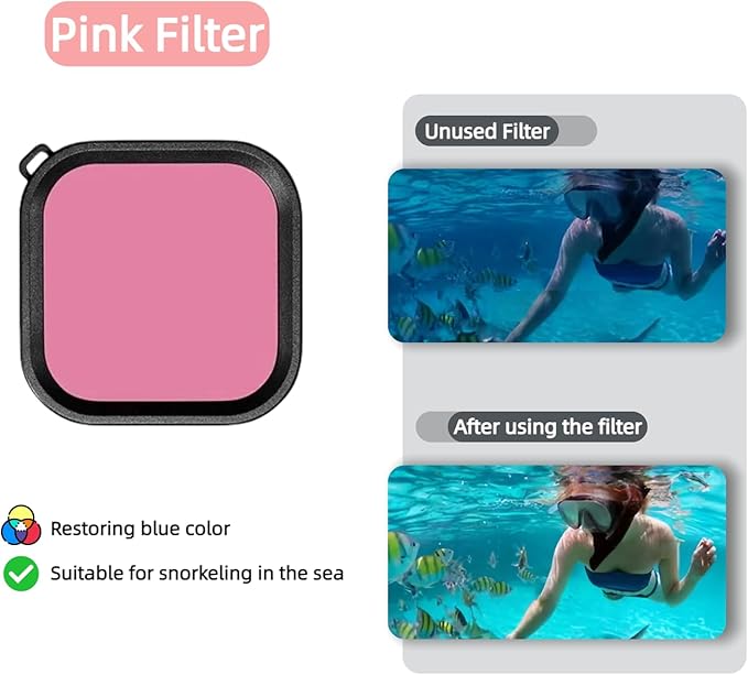 Waterproof Housing Case with 3Pack Filters for Go Pro Hero 13/12/11/10 9 Black,Protective Underwater Dive Shell Floating Stick Action Dive Accessory (Hero 13/12/11/10/9 Black case+3 Filters)