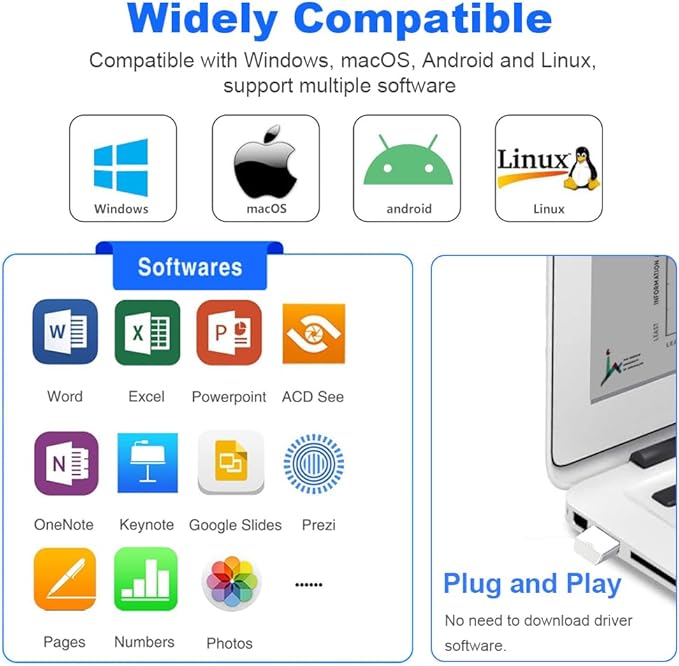 Norwii N26 Wireless Presentation Clicker, Presentation Remote, PowerPoint Clicker with Pointer for PowerPoint Presentations, Power Point Clicker Wireless Presenter - White