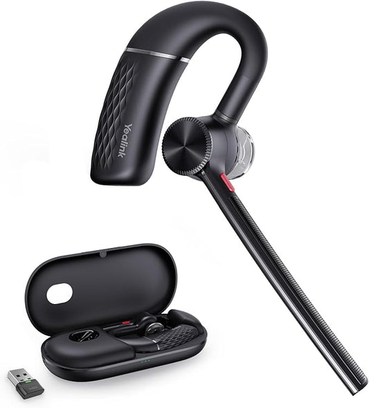 Yealink Bluetooth Headset BH71 Pro,Teams Zoom Certified,Bluetooth Earpiece with Noise Canceling Microphones,Wireless Single Ear Headset with Charging Case,Connect Mobile/Mac/PC,USB-A Dongle