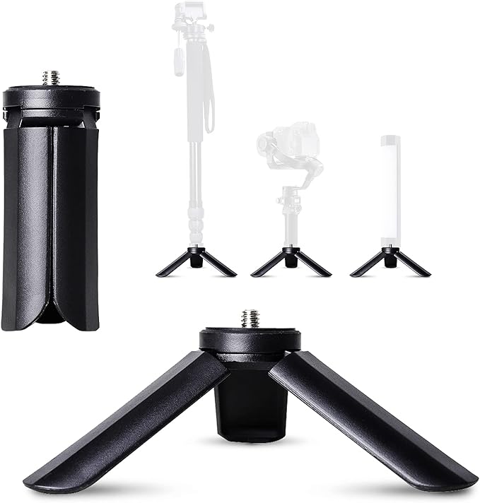 LUXCEO Mini Tripod, Desktop Stand with 1/4" Thread for Cameras, Photodraohy Light, Gimbal Handle Grip Stabilizer, Tripod Ball Head