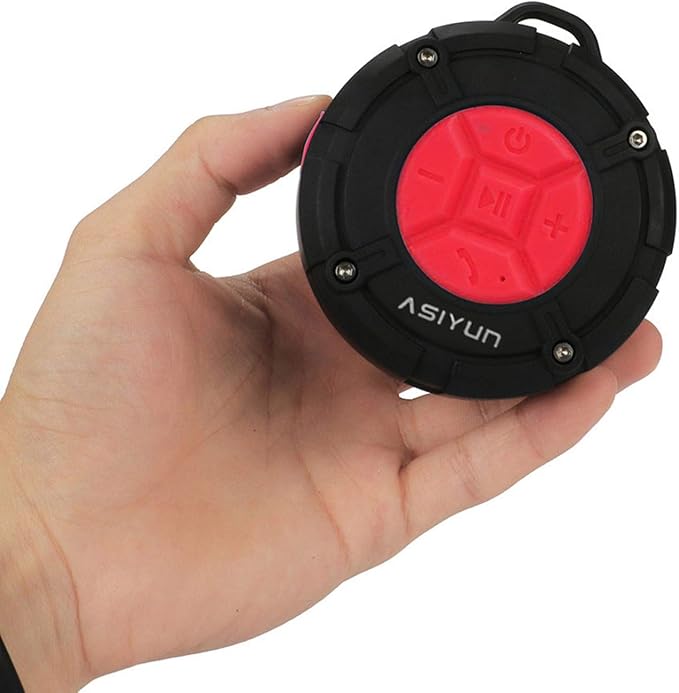 Shower Speaker, IPX7 Waterproof Bluetooth Speaker with HD Bass, Suction Cup & Durable Hook, Built-in Mic for Hands-Free Calls, Pool, Beach, Outdoor(Red)
