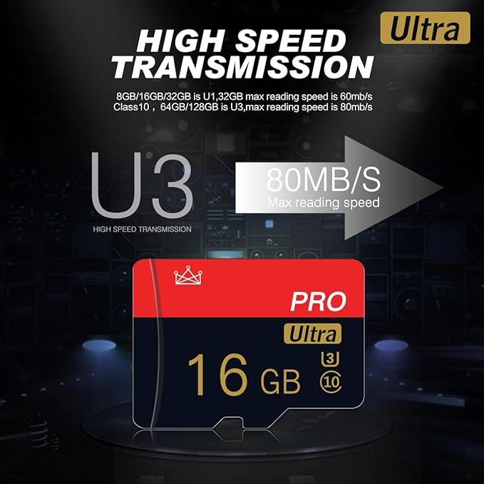 2 Pack Micro Memory Card 16GB Class 10 with Adapter High Speed Memory Card for Tablet,Camera,Drone