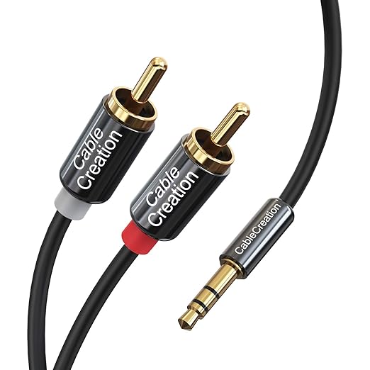 CableCreation 3.5mm to RCA Cable, 3.5mm Male to 2RCA Male Stereo Y Splitter RCA Cord Compatible with Echo Dot, Smartphone, MP3, Tablet, Stereo Receiver, Car, Speaker, HDTV ect, 1.6FT/0.48M
