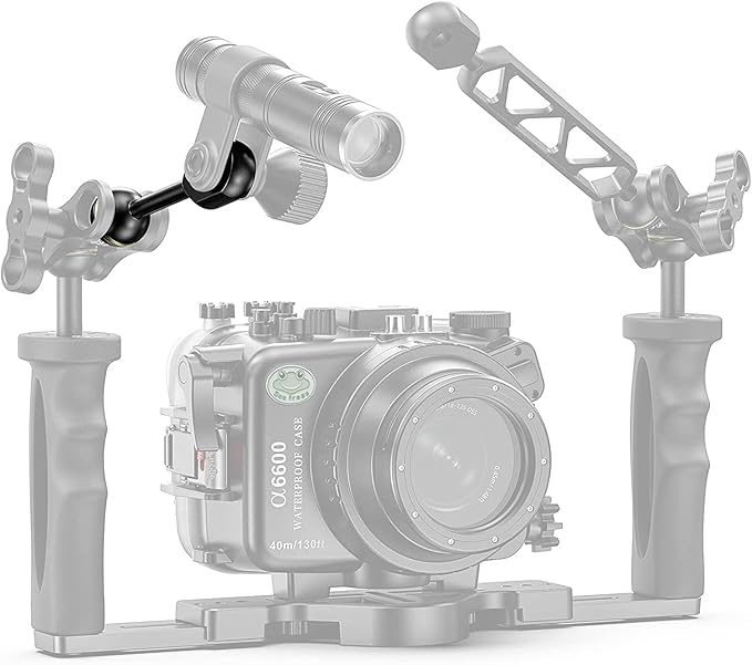 Seafrogs 1" Ball to YS Head Clip Arm 3.91"/9.94cm Aluminum Adapter Arm for Underwater Photography Lighting System, Connector for Diving Strobe and Video Light(AM-8)