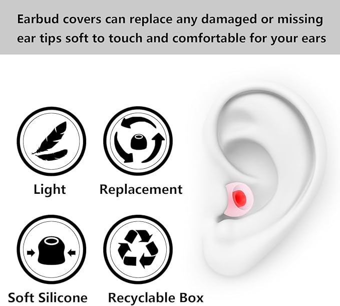 Silicone Replacement Earbud Tips Earbud Covers Ear Tips Fit for in-Ear Headphones (Inner Hole 3.8mm -5.1mm) Earbud Replacement Tips 9 Pairs, S/M/L