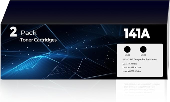 141A Toner Cartridges 2 Black Replacement Pro M110w for HP 141A 141X Toner (with Chip) W1410A W1410X Works for MFP M140w M139(2 Black)
