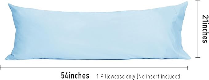Sunflower Body Pillowcase 100% Cotton Long Pillow Cover/Case Envelope Closure 1 Pack, 21×54 inches Ashley Blue, Soft and Breathable