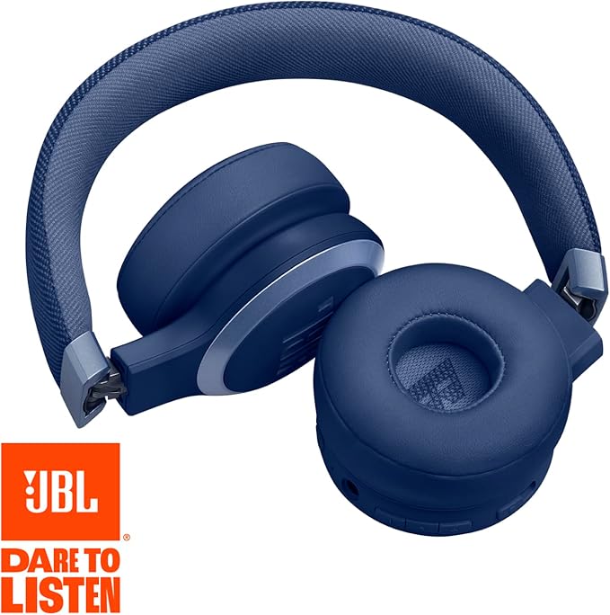 JBL Live 670NC - Wireless On-Ear Headphones with Adaptive Noise Cancelling with Smart Ambient, Up to 65H Battery Life with Speed Charge, Lightweight, Comfortable and Foldable Design (Blue)