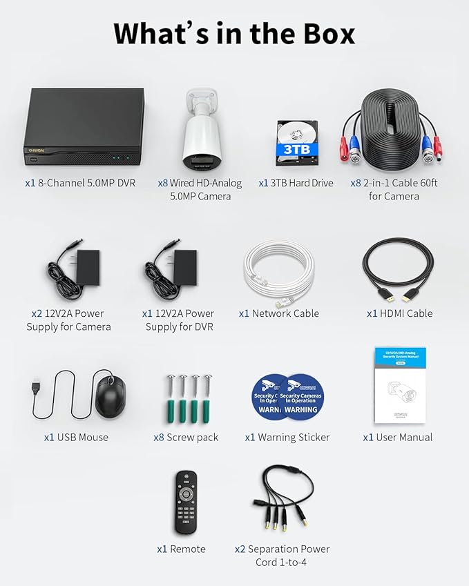 《5MP Super HD & 80ft IR Night Vision》Wired Security Camera System Outdoor, 5MP CCTV Cameras with AI Human Vehicle Detection, Home Video Surveillance DVR Kits