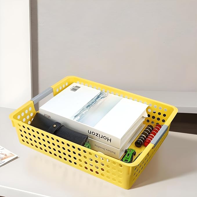 Turn in Trays Classroom, 4Pcs Paper Trays for Classroom, Book Baskets for Library, Drawers, Office, Home (4 Color B)