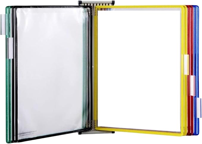Tarifold DJOIS Wall Mount Reference System – 10 Double-Sided Display Pockets – Letter Size – Steel Wire Frame – Adjustable Tabs – Made in France - Assorted (W291)