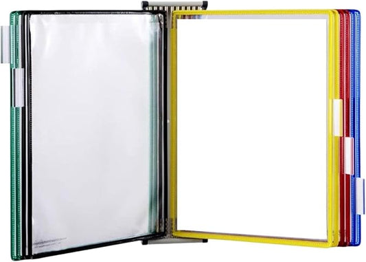 Tarifold DJOIS Wall Mount Reference System – 10 Double-Sided Display Pockets – Letter Size – Steel Wire Frame – Adjustable Tabs – Made in France - Assorted (W291)