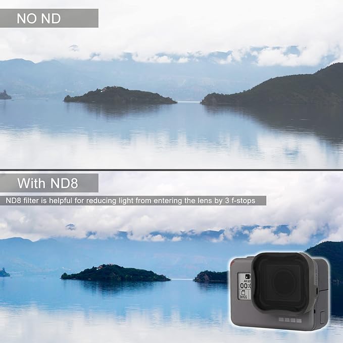3 Pack Camera Lens Filter Set for GoPro Hero 5/6/7 Black/Hero (2018) Cameras, ND8 Filter Dive Filters(Light Red and Magenta Filter) - Used on Camera Lens Directly