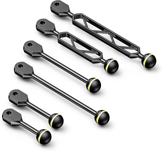 Seafrogs 1" Ball to YS Head Clip Arm 3.91"/9.94cm Aluminum Adapter Arm for Underwater Photography Lighting System, Connector for Diving Strobe and Video Light(AM-8)