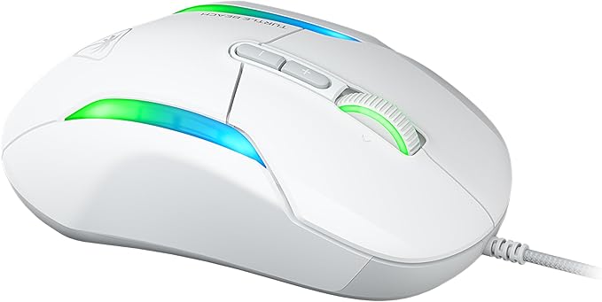 Turtle Beach Kone II – Wired Ergonomic RGB Gaming Mouse, 26K DPI Optical Sensor, 100M Click Life Optical Switches, 23 Customizable Inputs, 4D Scroll Wheel, Pure PTFE Glides - Arctic White