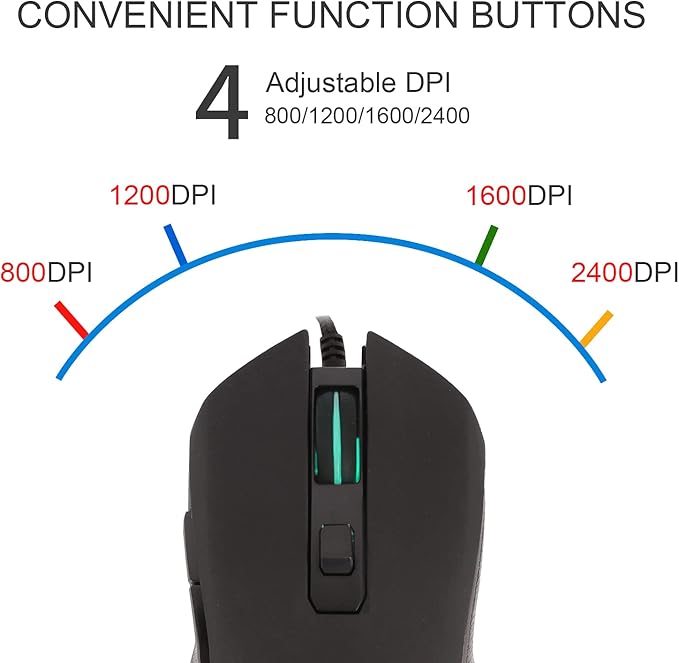 Wired USB C Gaming Mouse, Silent RGB Gaming Mice 7 Colors Backlit, 2400 DPI, Type C RGB Wired Mouse Gaming for Office Home PC and Notebook and All Type-C Device (Black)