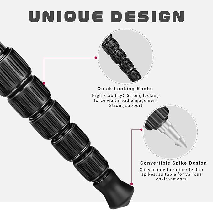 TONYBOO TC-5L 61 inch Camera Monopod,28mm Carbon Fiber Monopod,6-Section Height,Portable Lightweight,Max Load 16 lbs,Heavy Duty Camera Stand for Photography DSLR Canon Nikon Sony,Easy to Carry
