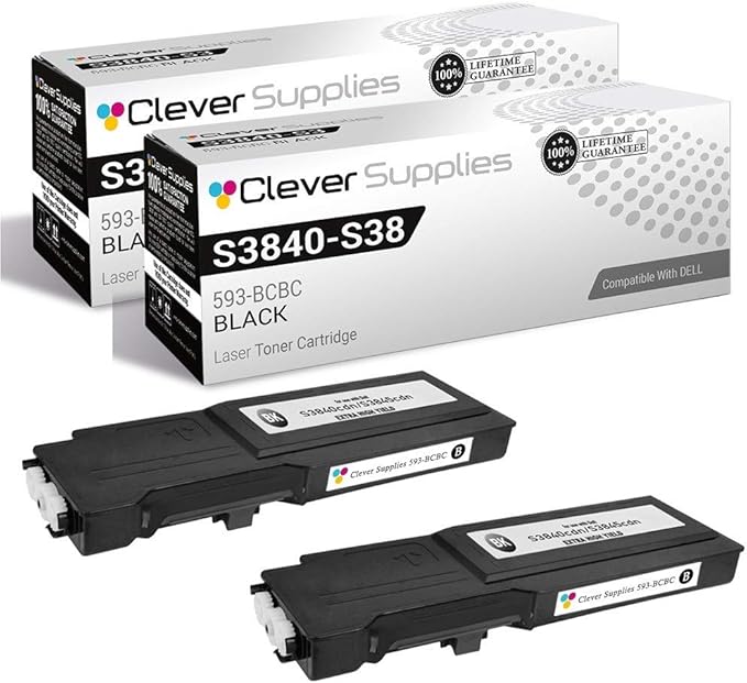 CS Replacement Toner Cartridge Compatible with Dell S3840 593-BCBC Black S3840CDN S3845CDN 2 Set
