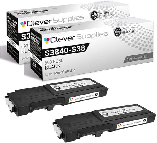 CS Replacement Toner Cartridge Compatible with Dell S3840 593-BCBC Black S3840CDN S3845CDN 2 Set