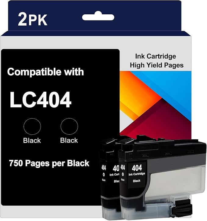 LC404 Ink Cartridges Replacement for LC404 Ink Cartridges for Brother Printer LC404 LC 404 LC404BK to use with MFC-J1205W MFC-J1215W MFC-J1205W XL (2 Pack, 2 Black)