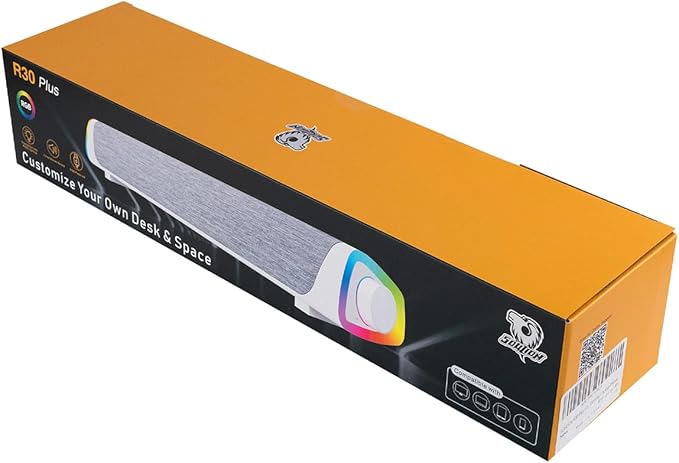 SOULION R30 Plus Bluetooth Computer Speakers for PC Desktop, 6 Modes LED Lights with All-in-one Control Button, Wired USB Powered Sound Bar, Surround Sound Portable SoundBar for Monitor Laptop Phone