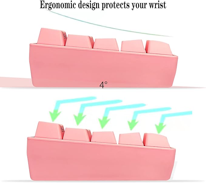 Snpurdiri 60% Wired Gaming Keyboard, 61 Keys RGB Backlit Ultra-Compact Mini Gaming Keyboard for PC/Mac Gamer, Typist, Travel, Easy to Carry on Business Trip(Pink)