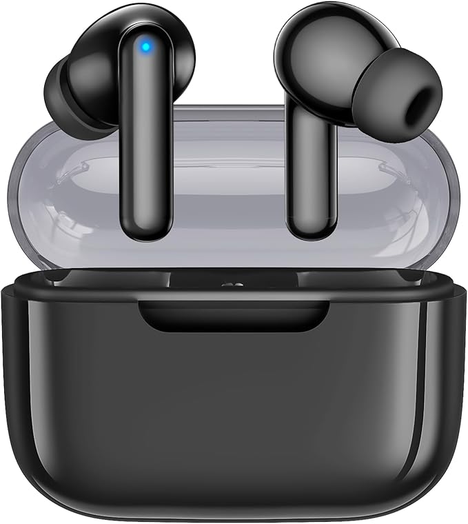 kurdene Wireless Earbuds, Bluetooth 5.3 in Ear Buds Light Weight Headphones with Deep Bass Sound,48 Hours Playtime Headset,Clear Calls Earphones with Mics for Sports Workout Black
