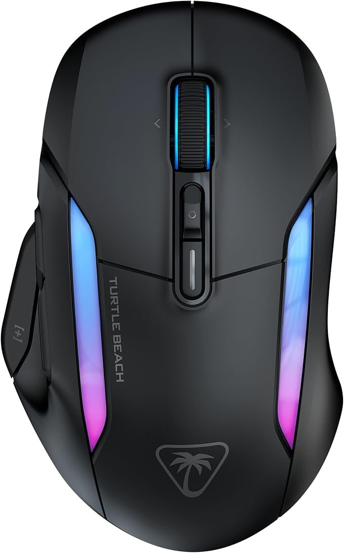 Turtle Beach Kone II Air – Wireless Ergonomic RGB Gaming Mouse, 350-Hr Battery, 26K DPI Optical Sensor, 100M Click Optical Switches, 21 Customizable Inputs, 4D Free-Spin Scroll Wheel – Ash Black