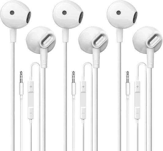 Wired Earbuds 3 Pack, in-Ear Headphones HiFi Stereo Earbuds, Wired Earphones with Microphone Volume Control Compatible with iPad, Laptop, MP3, Android Smartphones, Fits All 3.5mm Jack Device