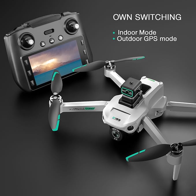 Drone with Camera 4k, GPS HD Drones for Adults, Remote Controller with Screen, Obstacle Avoidance, Brushless Motor FPV, 5G Transmission, 3 Battery, Professional (3 Battery+White)
