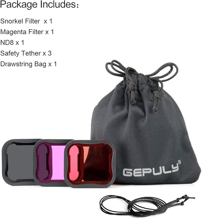 3 Pack Camera Lens Filter Set for GoPro Hero 5/6/7 Black/Hero (2018) Cameras, ND8 Filter Dive Filters(Light Red and Magenta Filter) - Used on Camera Lens Directly