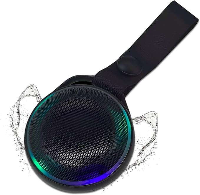 Portable Bluetooth Speaker, Lightweight, IPX7 Waterproof, 20 Hour Playback time with RGB Lighting, Suitable for Various Sports Scenes, a Gift for Both Men and Women (Black)