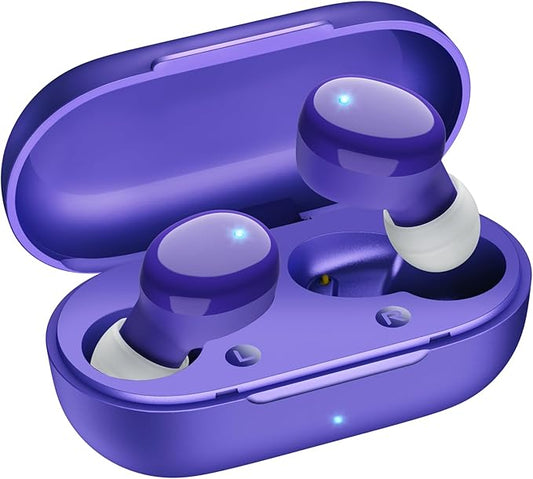 Wireless Earbuds in-Ear Headphones Bluetooth 5.3 with Built-in Mics Deep Bass Clear Call Ultralight Headsets Up to 60H Play Time for Studying Workout Gaming Purple