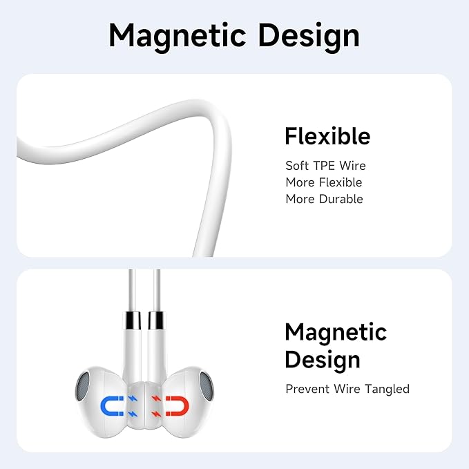USB C Headphones for iPhone 16e 15, Wired Earphones with Mic & Volume Control,Wired Headphones for iPhone 16/16Plus/16Pro/16Pro Max/for iPad Pro/for Samsung S25/S24/S23 Earbuds