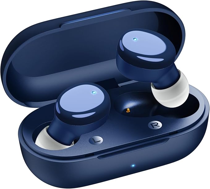 Wireless Earbuds in-Ear Headphones Bluetooth 5.3 with Built-in Mics Deep Bass Clear Call Ultralight Headsets Up to 60H Play Time for Studying Workout Gaming Blue