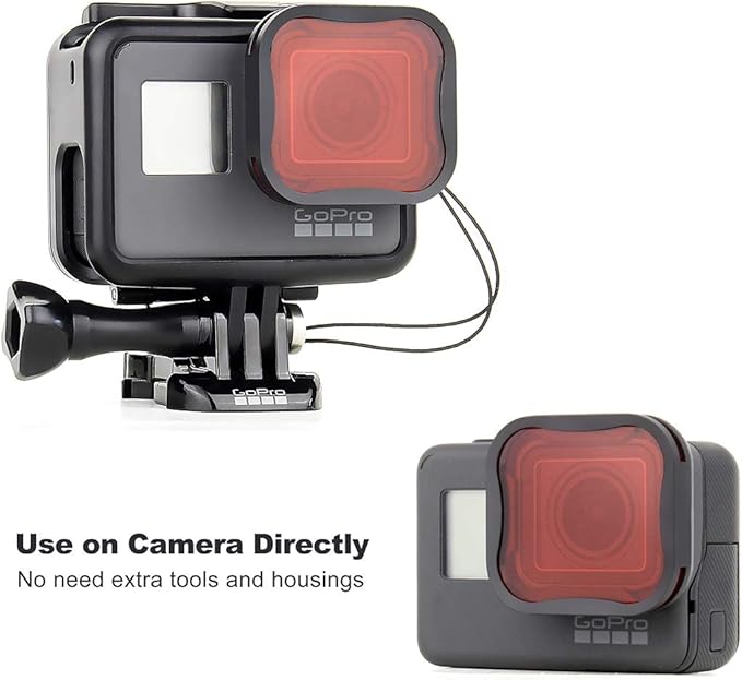 3 Pack Camera Lens Filter Set for GoPro Hero 5/6/7 Black/Hero (2018) Cameras, ND8 Filter Dive Filters(Light Red and Magenta Filter) - Used on Camera Lens Directly